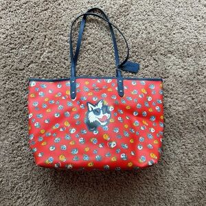 **Rare** Coach Tote Reversible with White Dog graphic